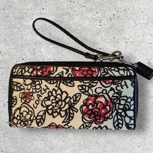 Coach Poppy Graffiti Rose Slim Zip Around Wallet